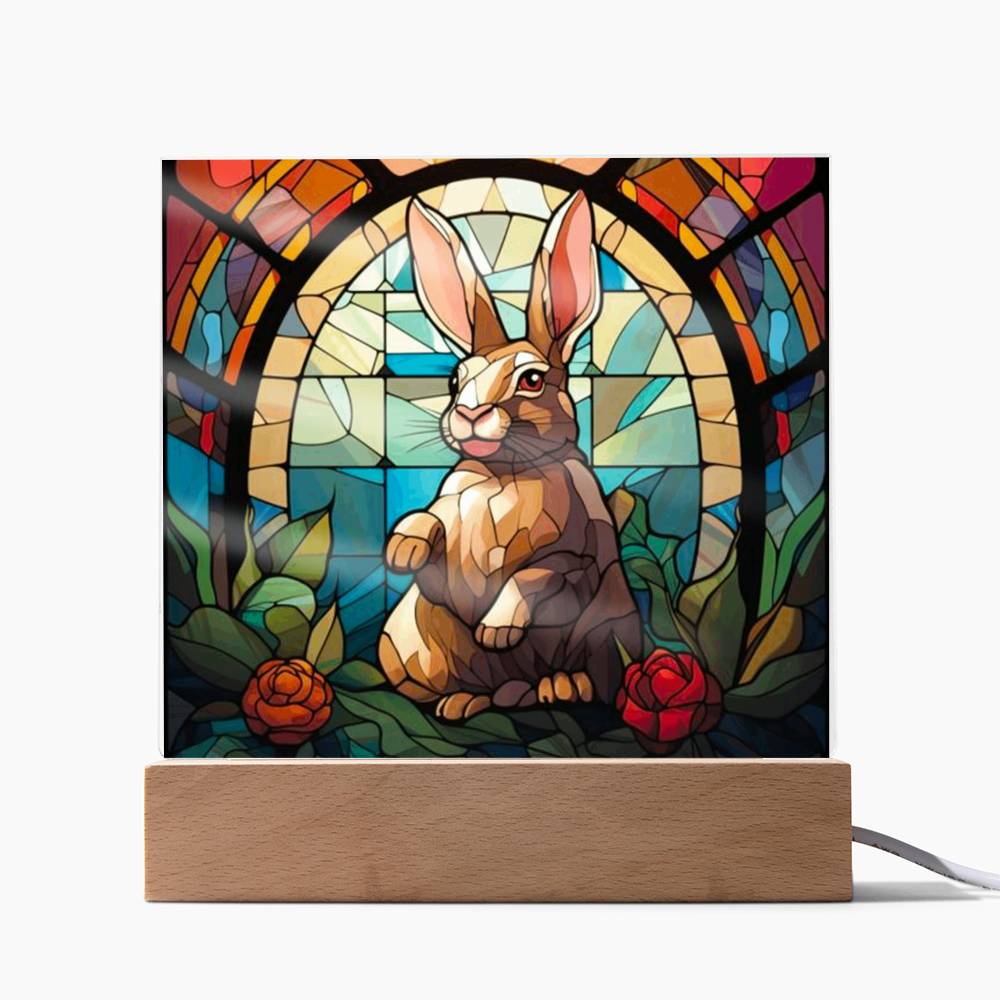 Faux Stained Glass Easter Rabbit Acrylic Plaque