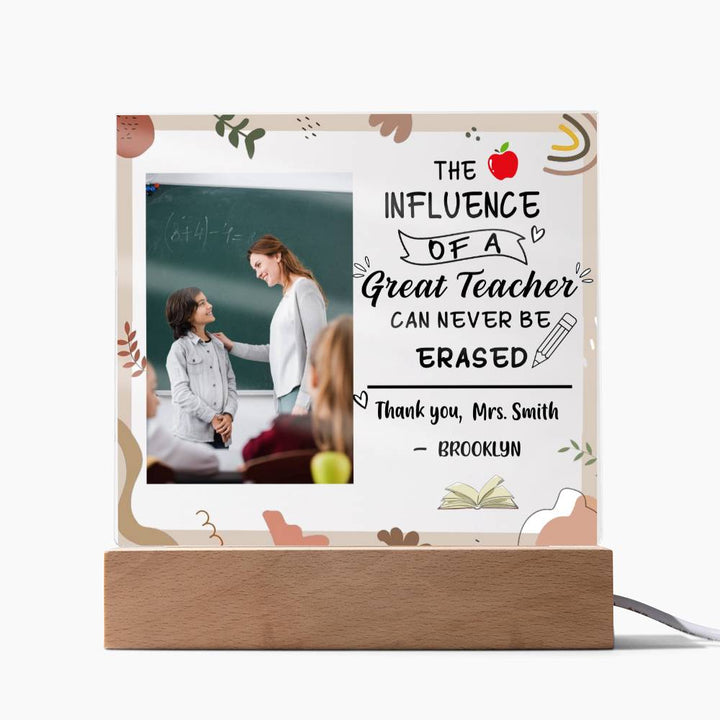 Personalized Teacher Plaque – Influence Never Erased