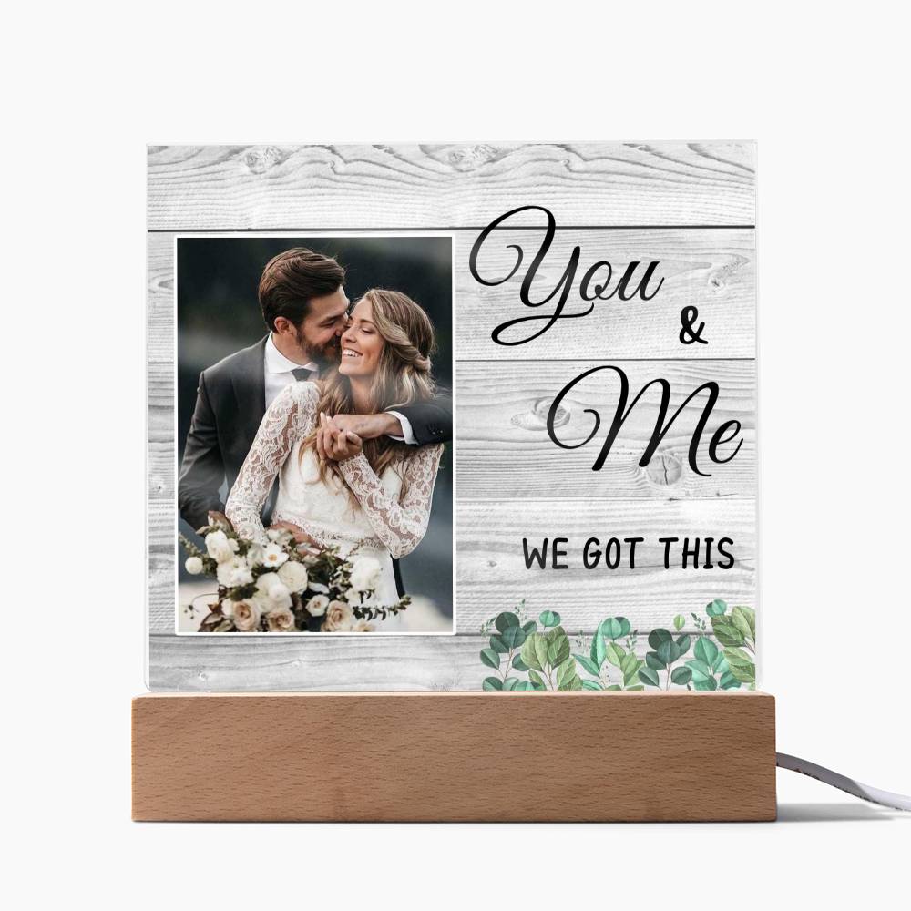 You & Me Wedding Photo Desk Plaque