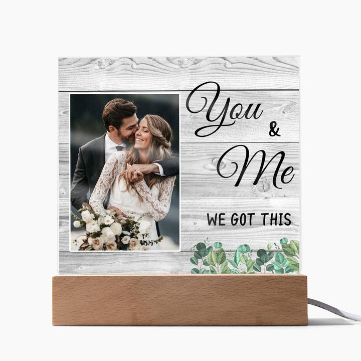 You & Me Wedding Photo Desk Plaque