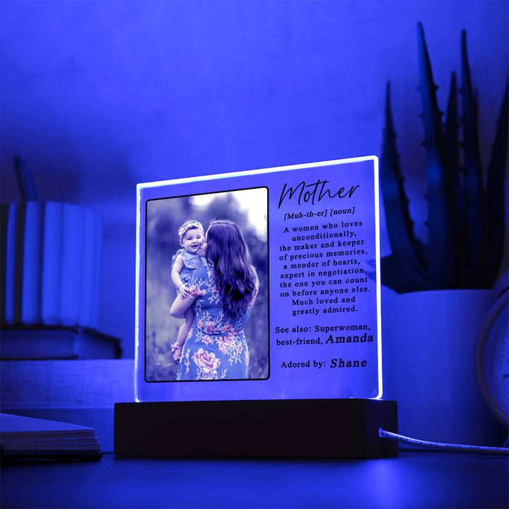 Personalized Mother Definition Acrylic Photo Plaque