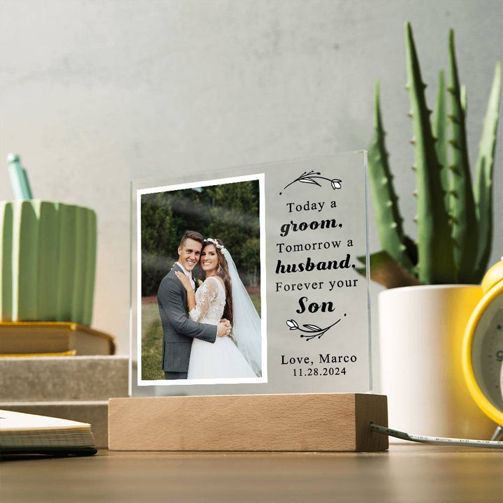 Personalized Wedding Day Son Photo Plaque