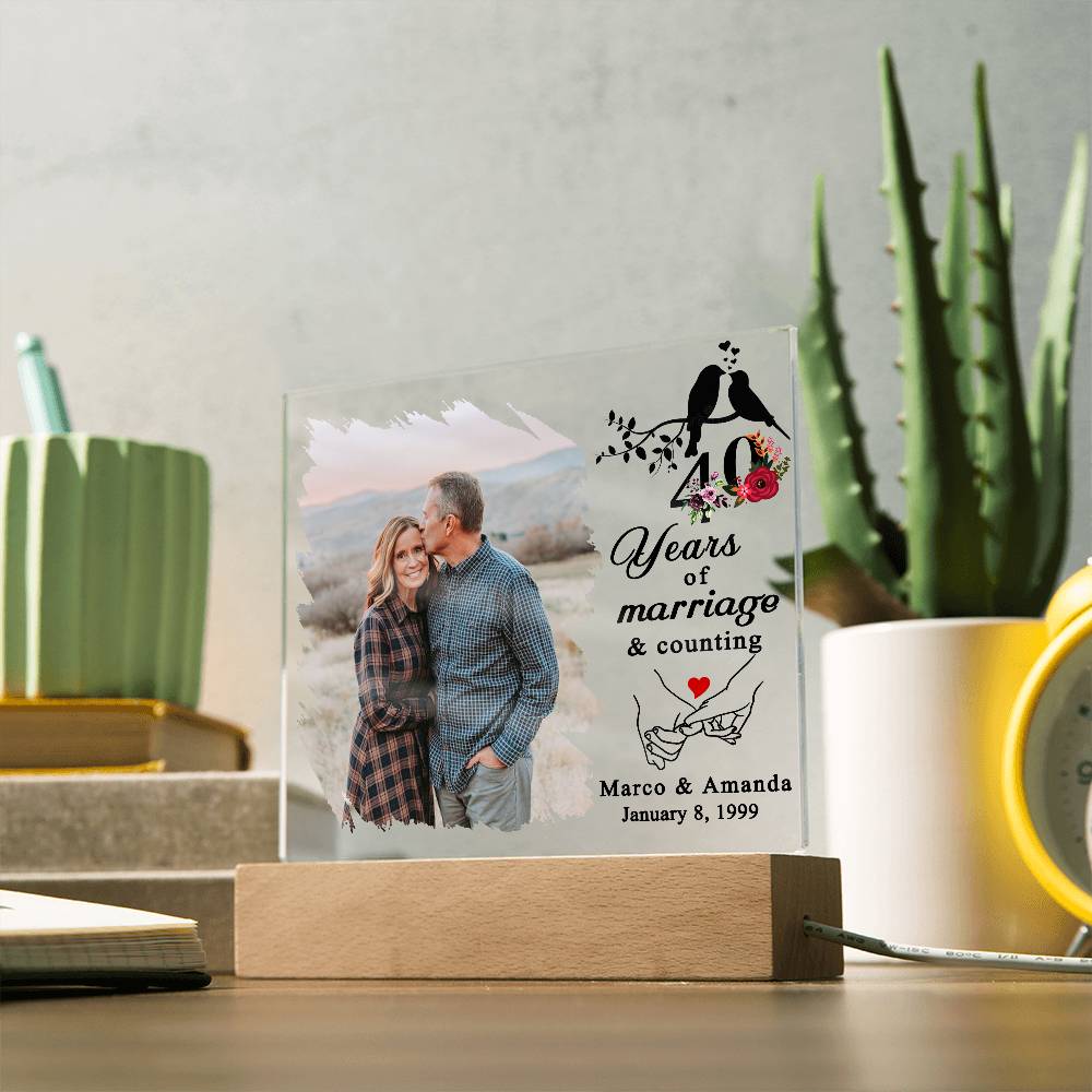 Personalized 40th Wedding Anniversary Photo Plaque