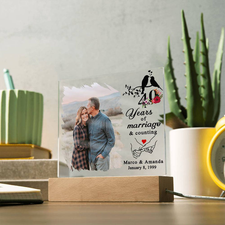 Personalized 40th Wedding Anniversary Photo Plaque