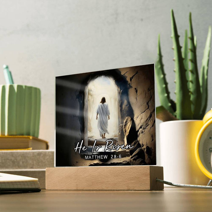 He Is Risen Matthew 28:6 Acrylic Plaque