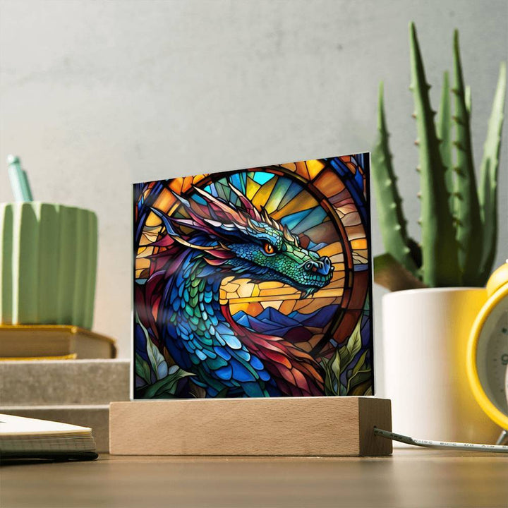 Majestic Dragon Stained Glass LED Light