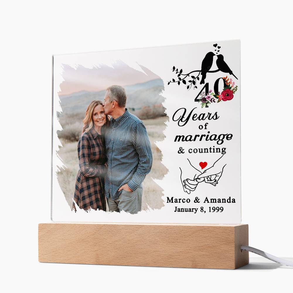 Personalized 40th Wedding Anniversary Photo Plaque