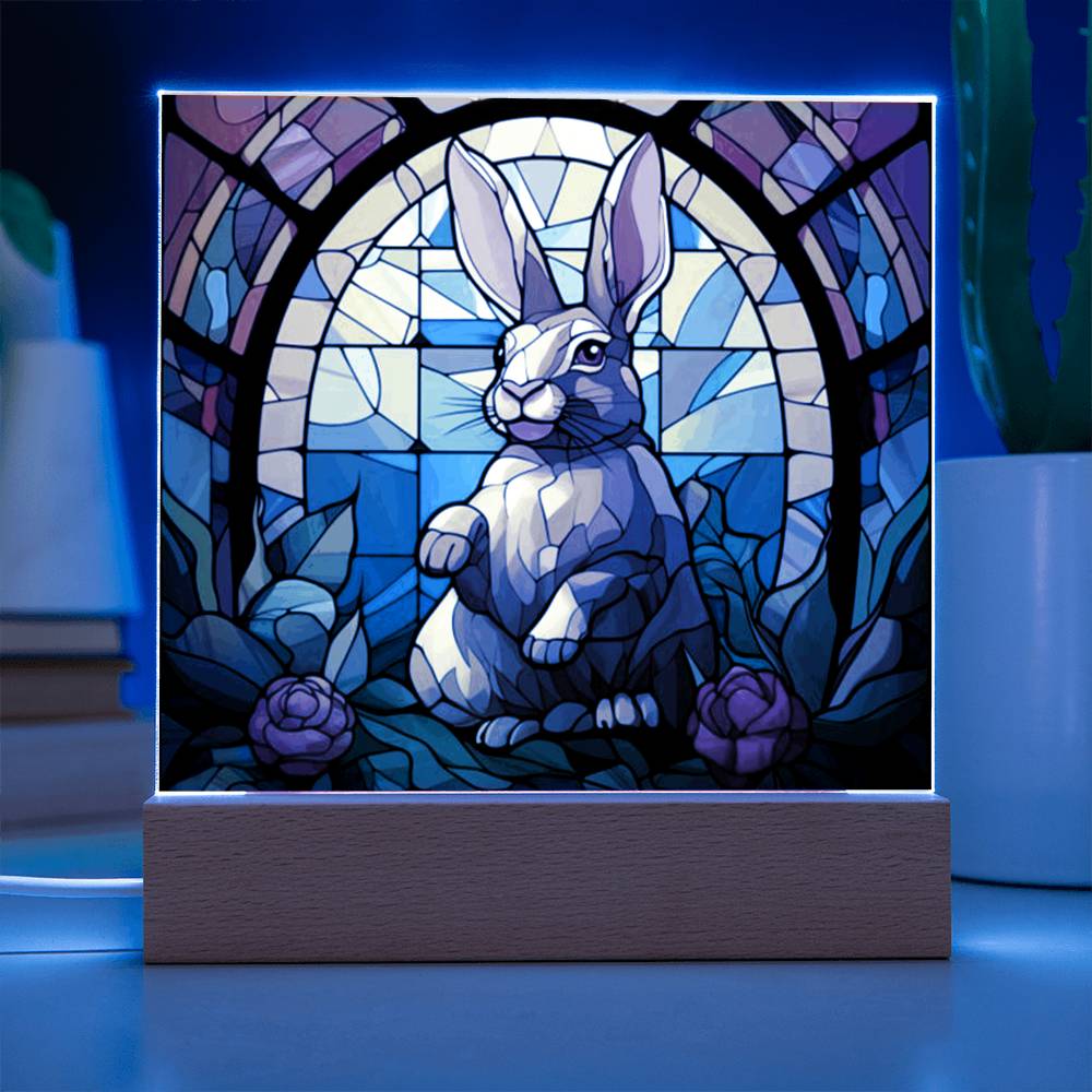 Faux Stained Glass Easter Rabbit Acrylic Plaque