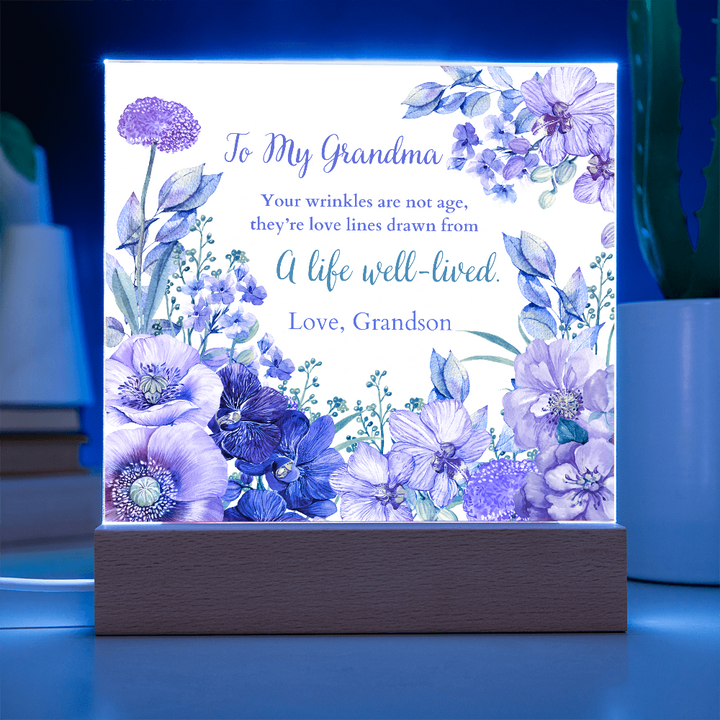 Floral Acrylic Plaque Gift for Grandma