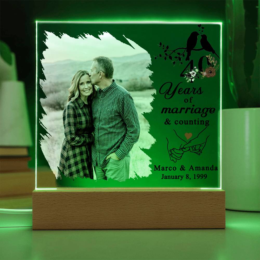 Personalized 40th Wedding Anniversary Photo Plaque