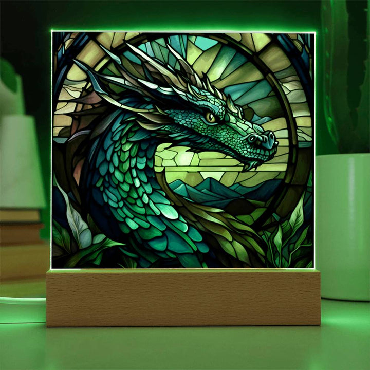 Majestic Dragon Stained Glass LED Light