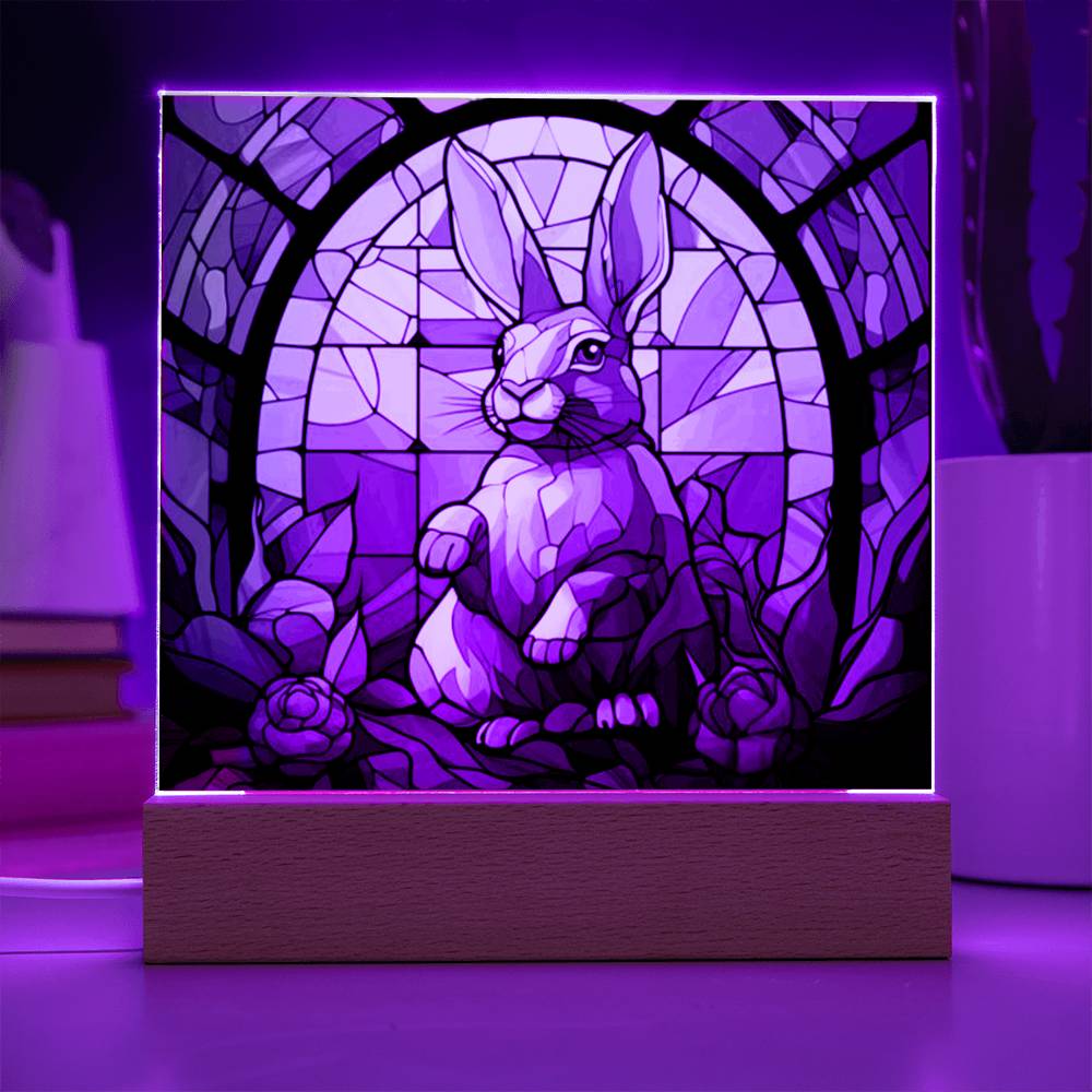 Faux Stained Glass Easter Rabbit Acrylic Plaque