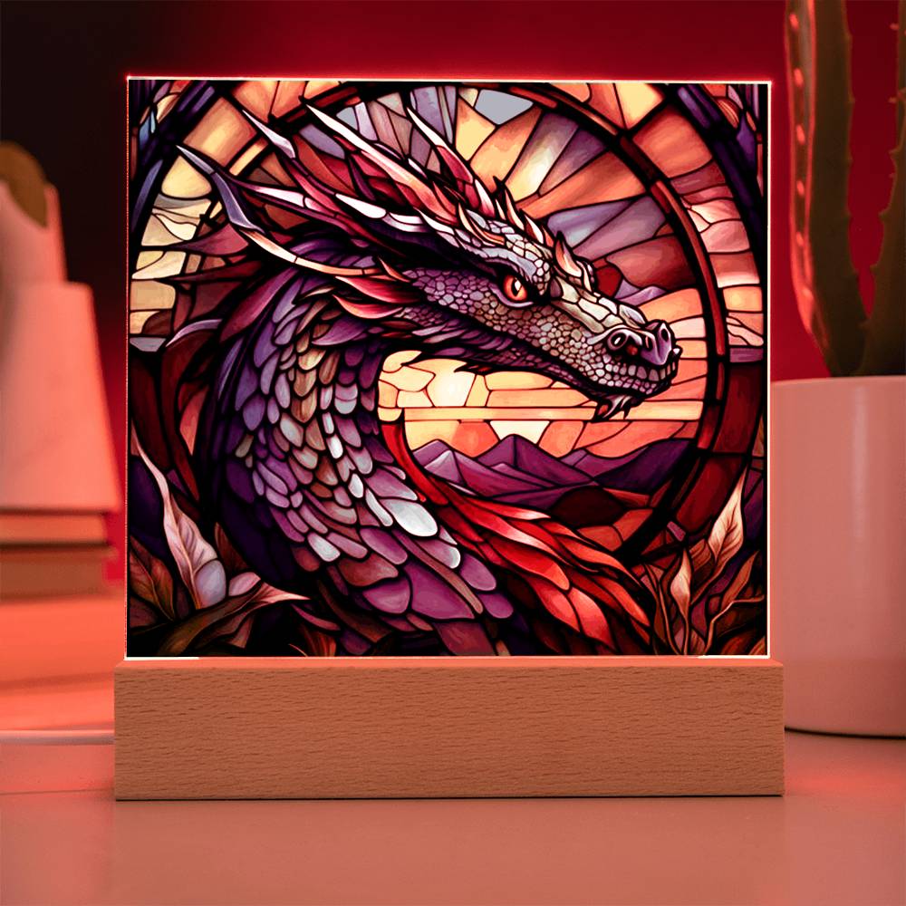 Majestic Dragon Stained Glass LED Light