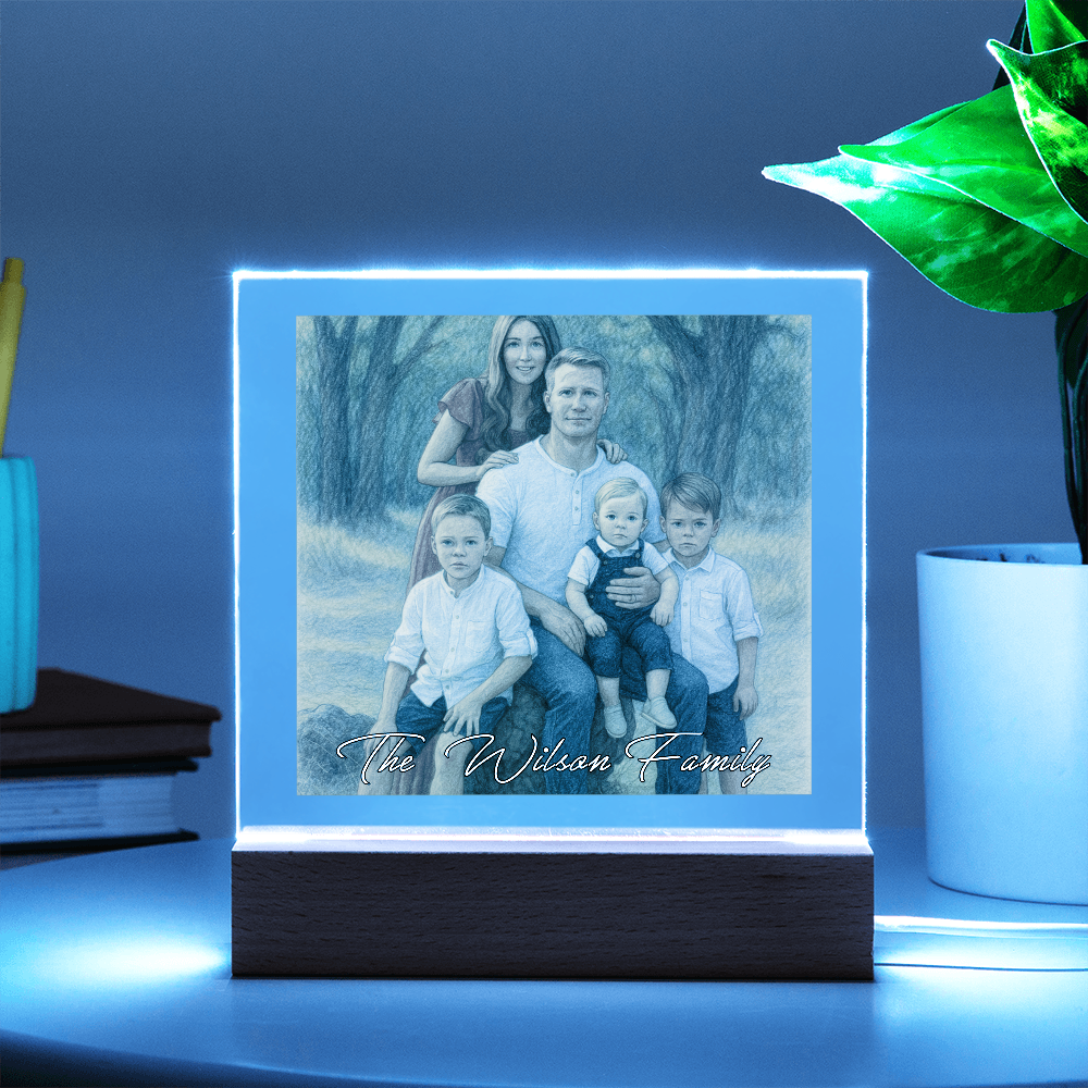 Custom Family Portrait LED Acrylic  Frame