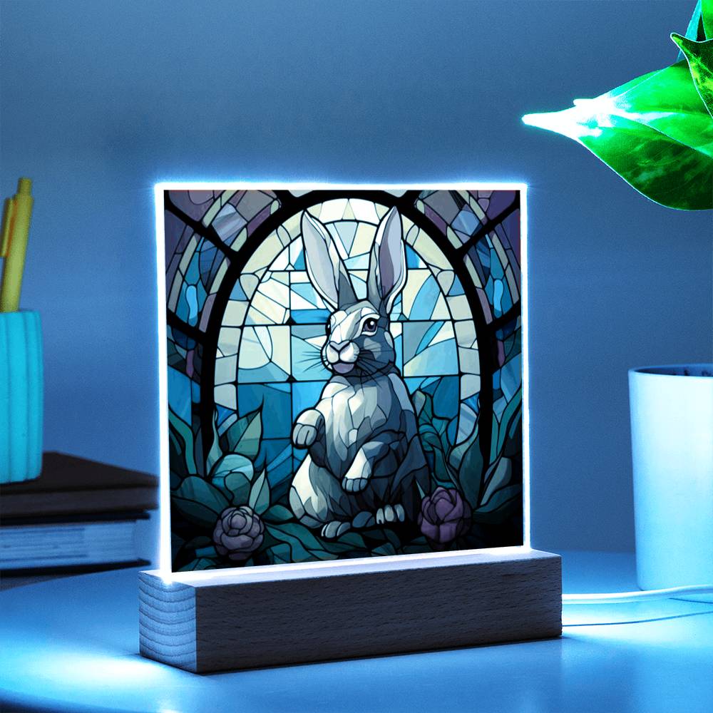 Faux Stained Glass Easter Rabbit Acrylic Plaque