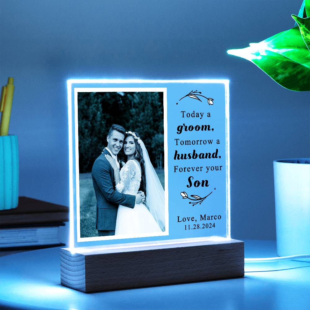 Personalized Wedding Day Son Photo Plaque