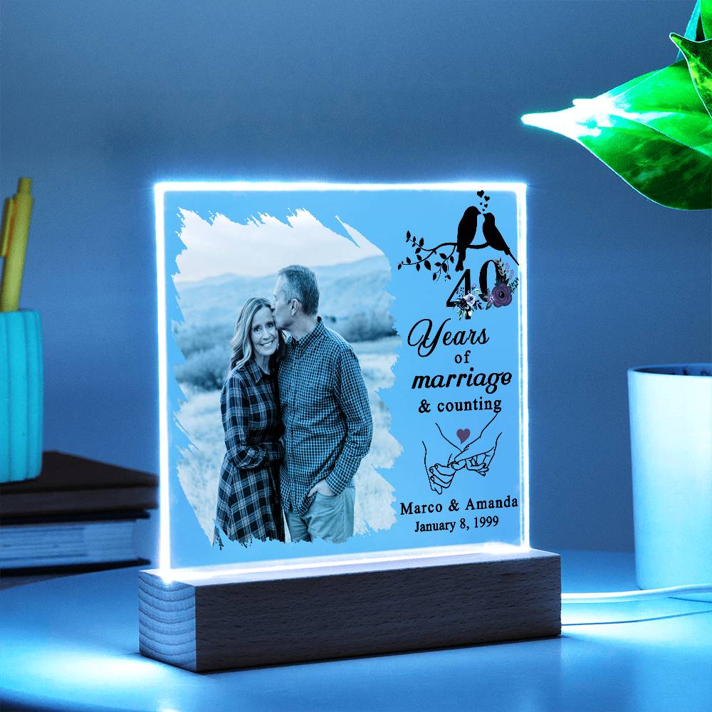 Personalized 40th Wedding Anniversary Photo Plaque