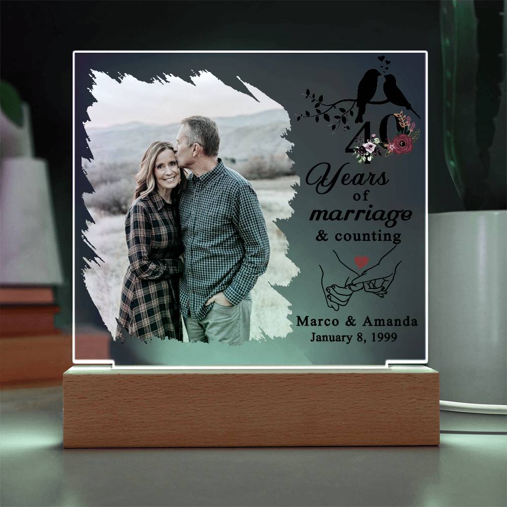 Personalized 40th Wedding Anniversary Photo Plaque