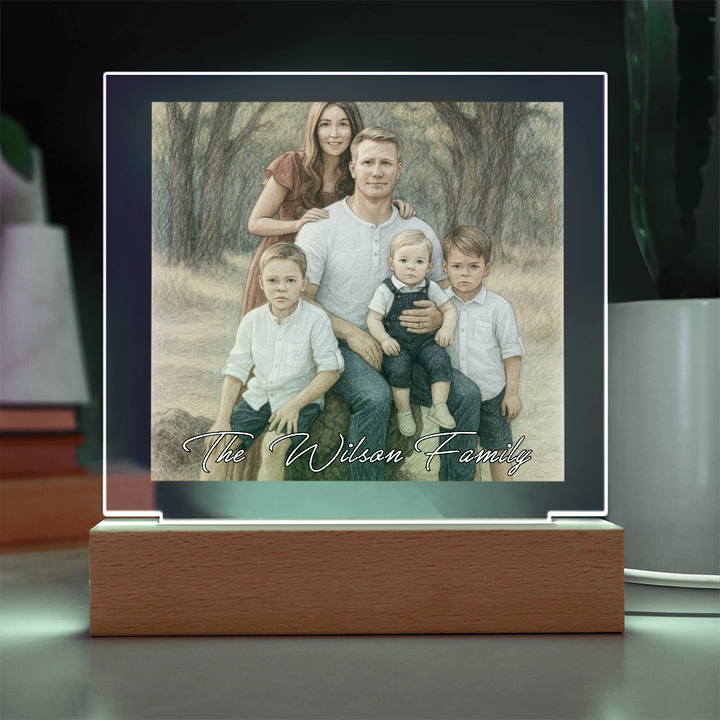 Custom Family Portrait LED Acrylic  Frame