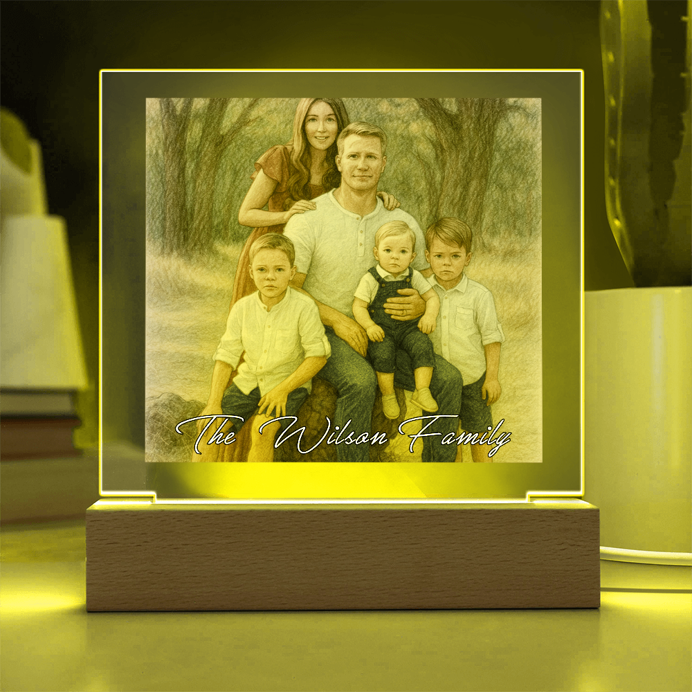 Custom Family Portrait LED Acrylic  Frame