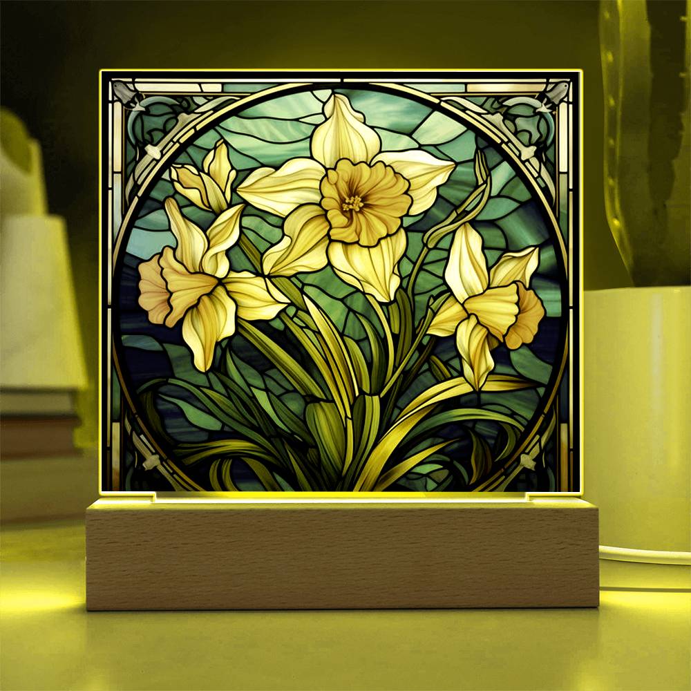 Spring Flowers Faux Stained glass acrylic plaque