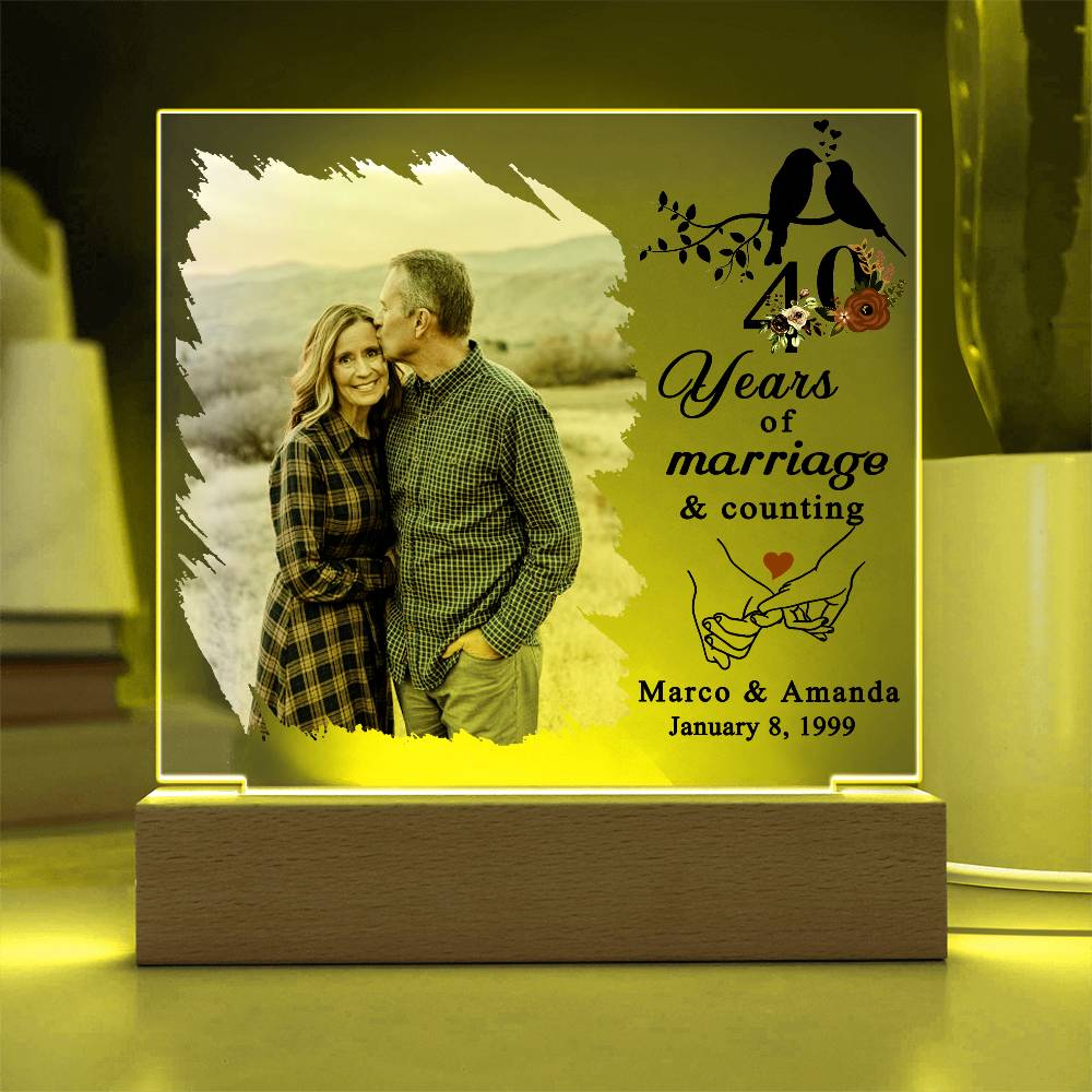 Personalized 40th Wedding Anniversary Photo Plaque