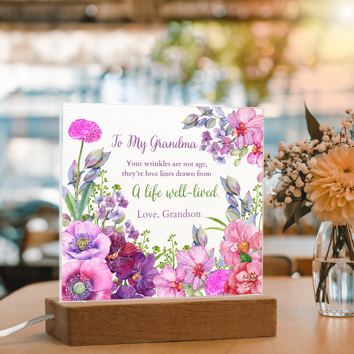 Floral Acrylic Plaque Gift for Grandma
