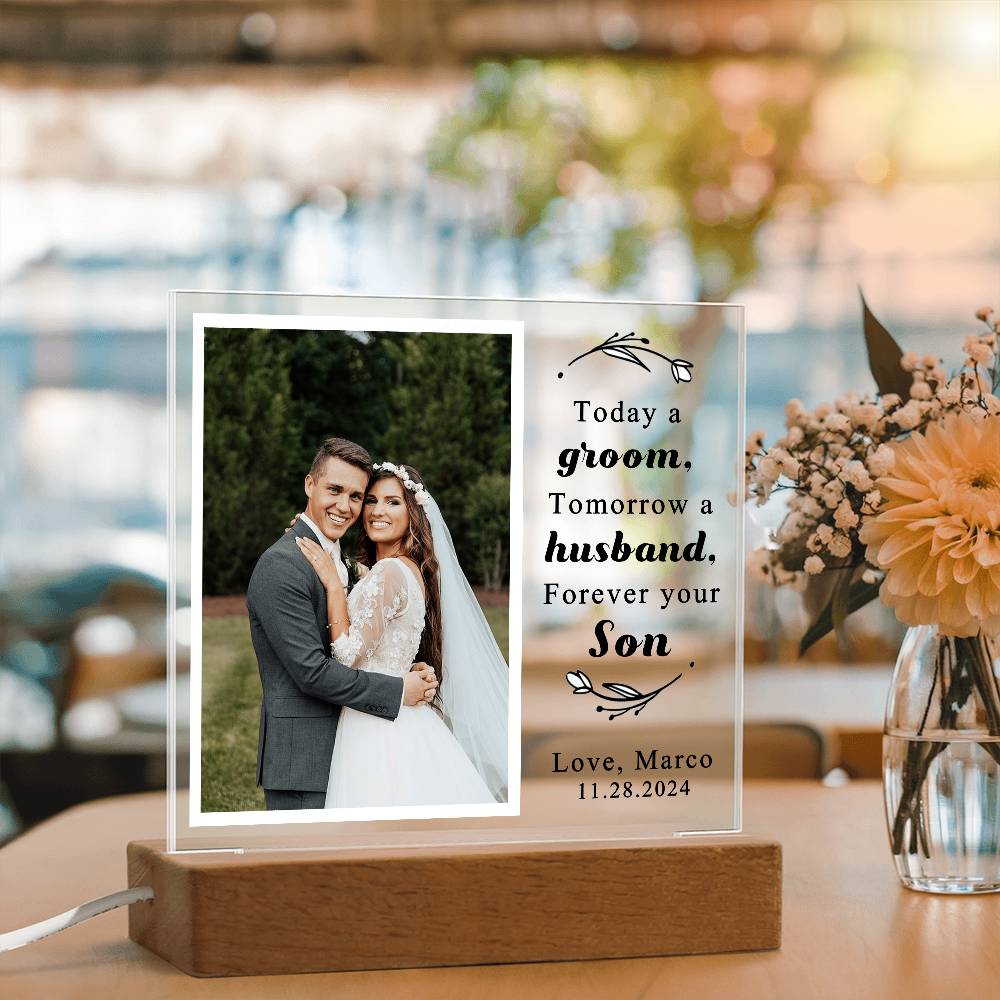 Personalized Wedding Day Son Photo Plaque