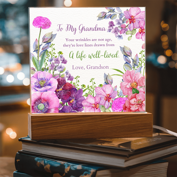 Floral Acrylic Plaque Gift for Grandma