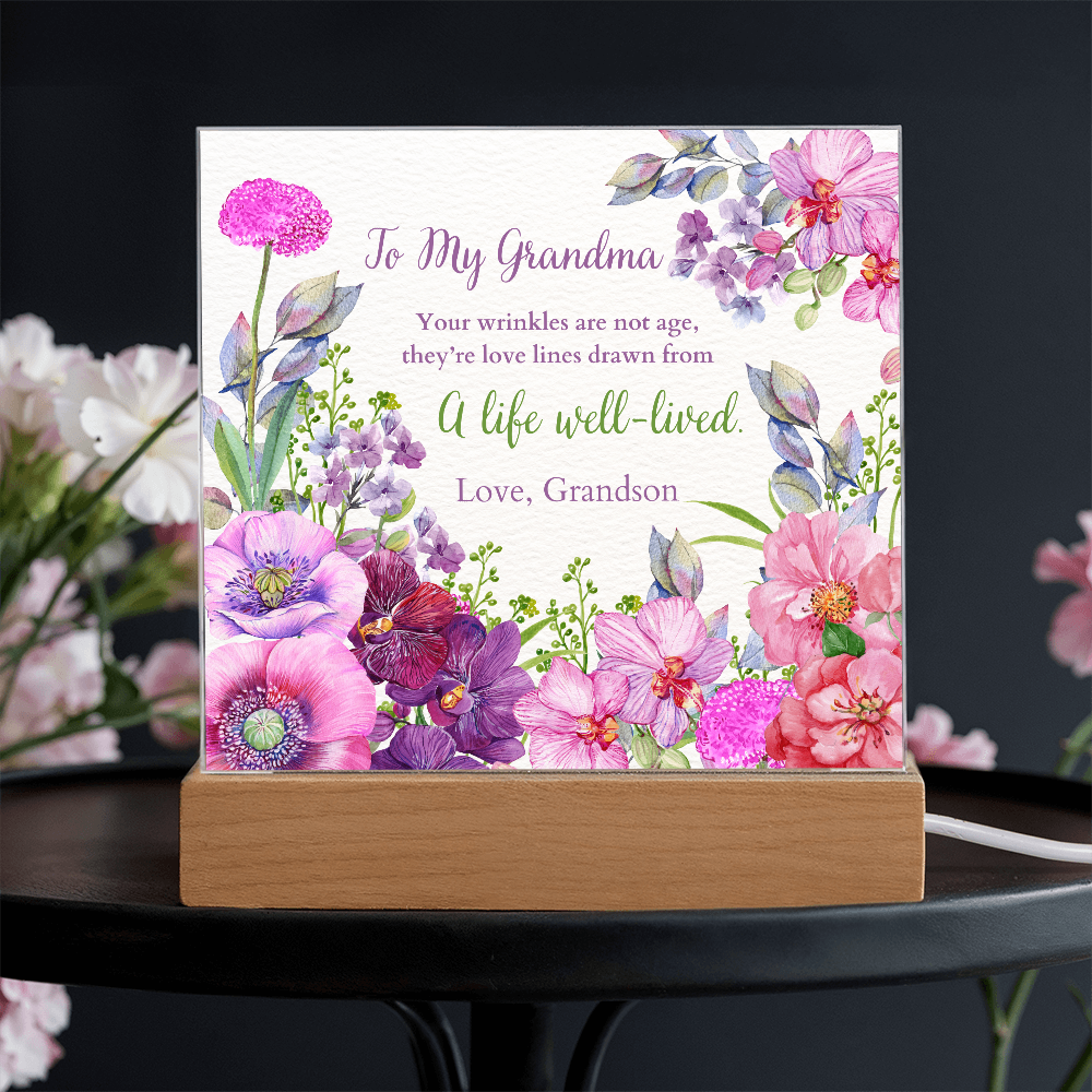 Floral Acrylic Plaque Gift for Grandma