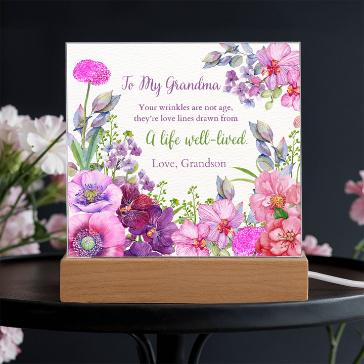 Floral Acrylic Plaque Gift for Grandma