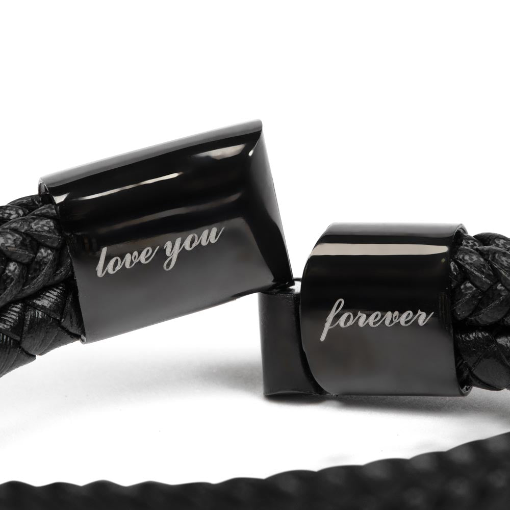 Braided Leather Bracelet for Son with Message