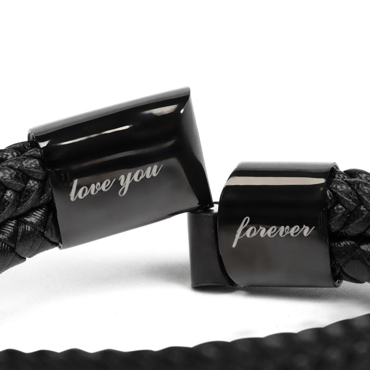 Braided Leather Bracelet for Son with Message