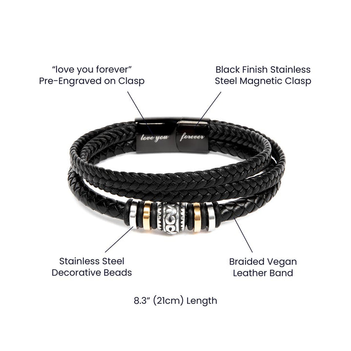 Braided Leather Bracelet for Son with Message