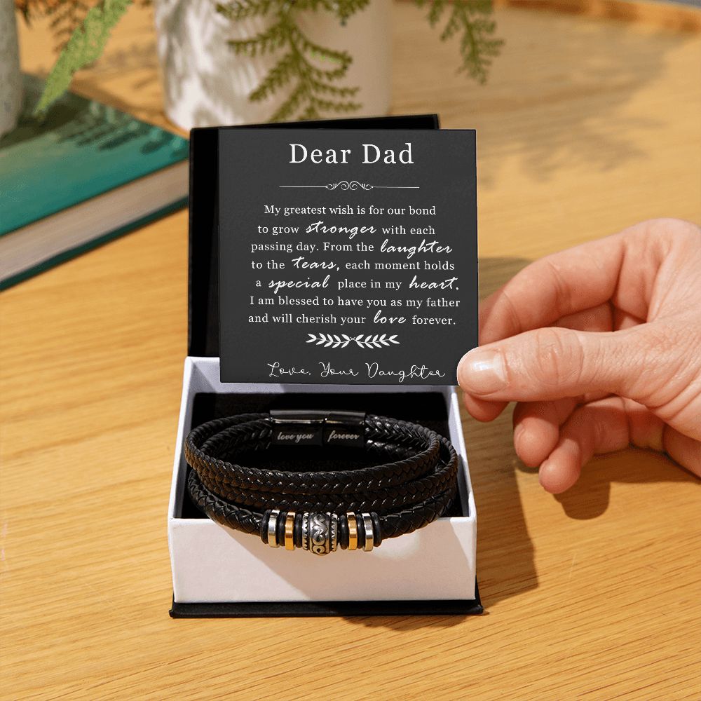 Braided Leather Bracelet Gift for Dad