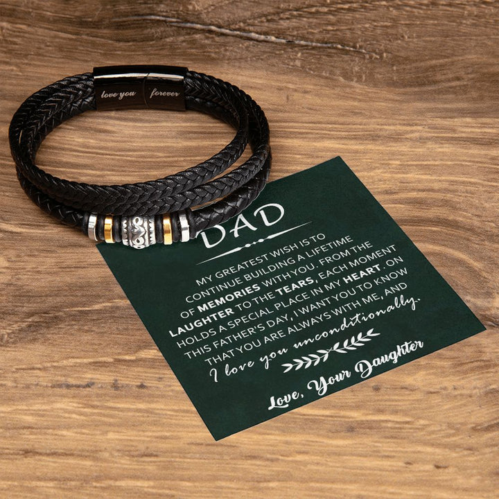 Leather Bracelet with Heartfelt Message for Dad