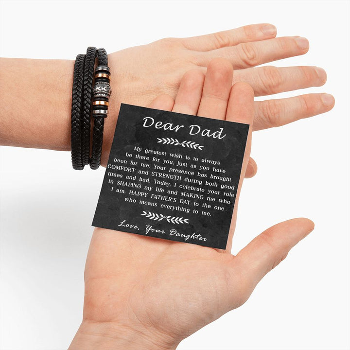 Leather Bracelet Gift with Comforting Message for Dad