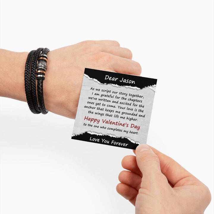 Personalized Valentine’s Leather Bracelet for Him