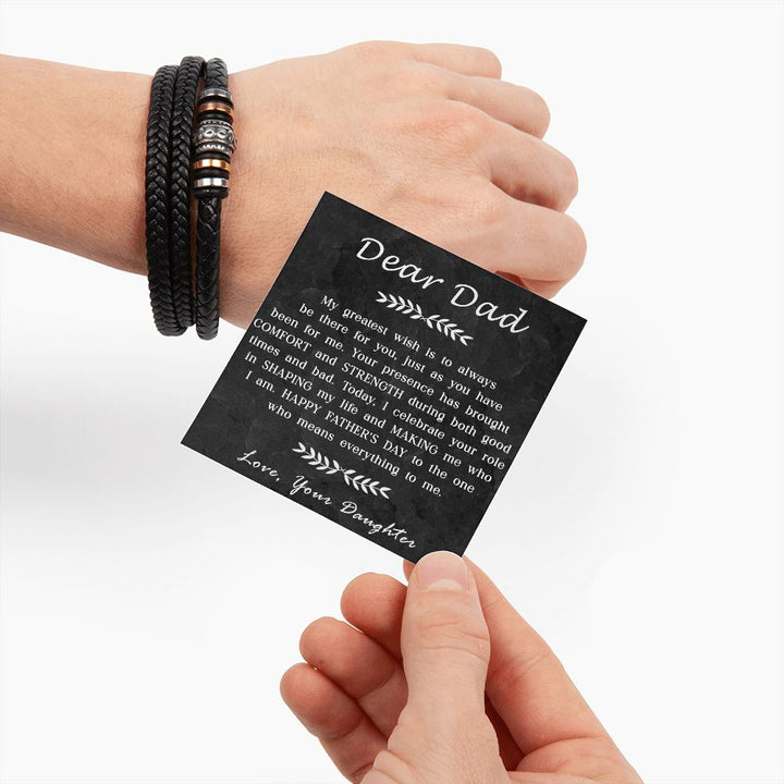 Leather Bracelet Gift with Comforting Message for Dad