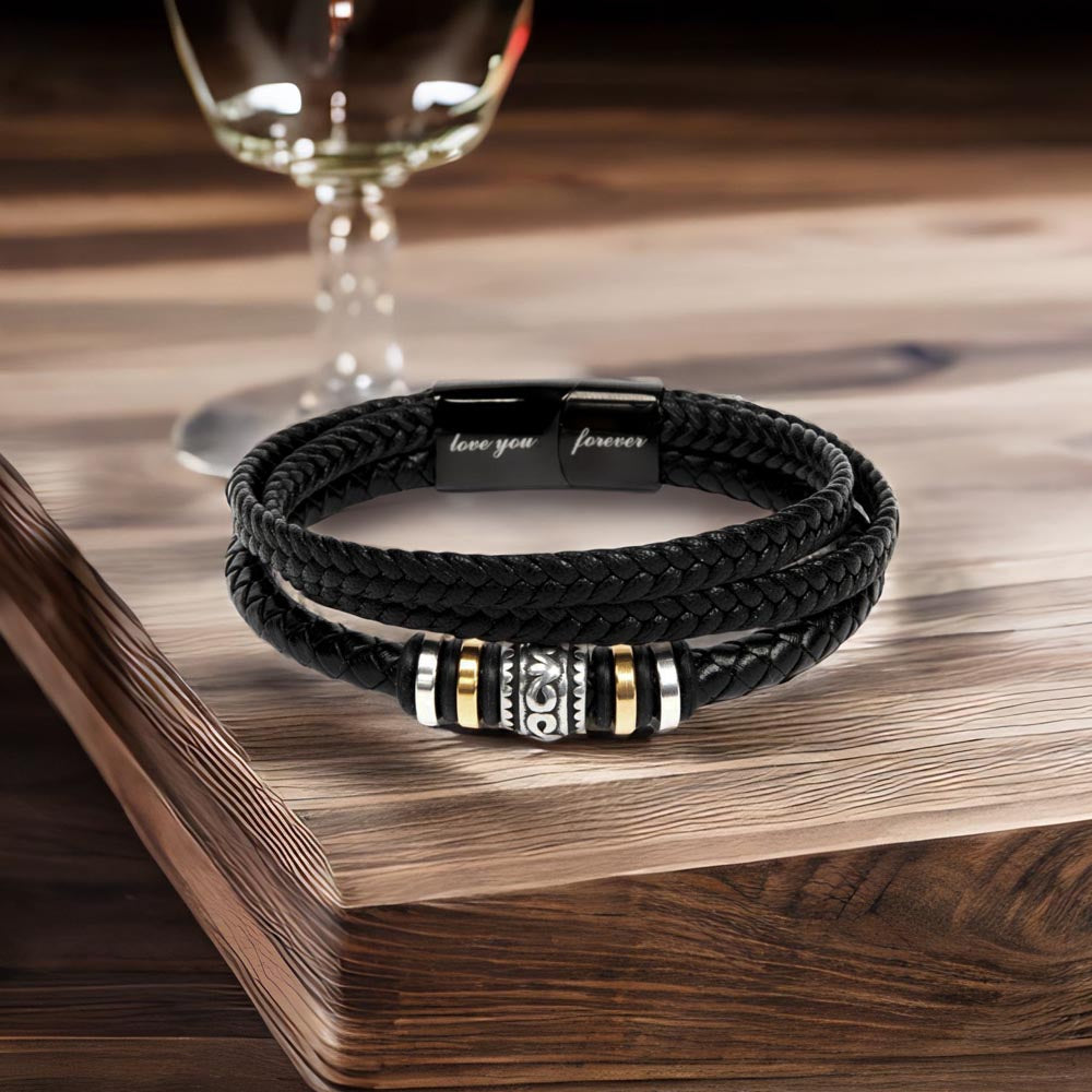 Braided Leather Bracelet Gift for Dad