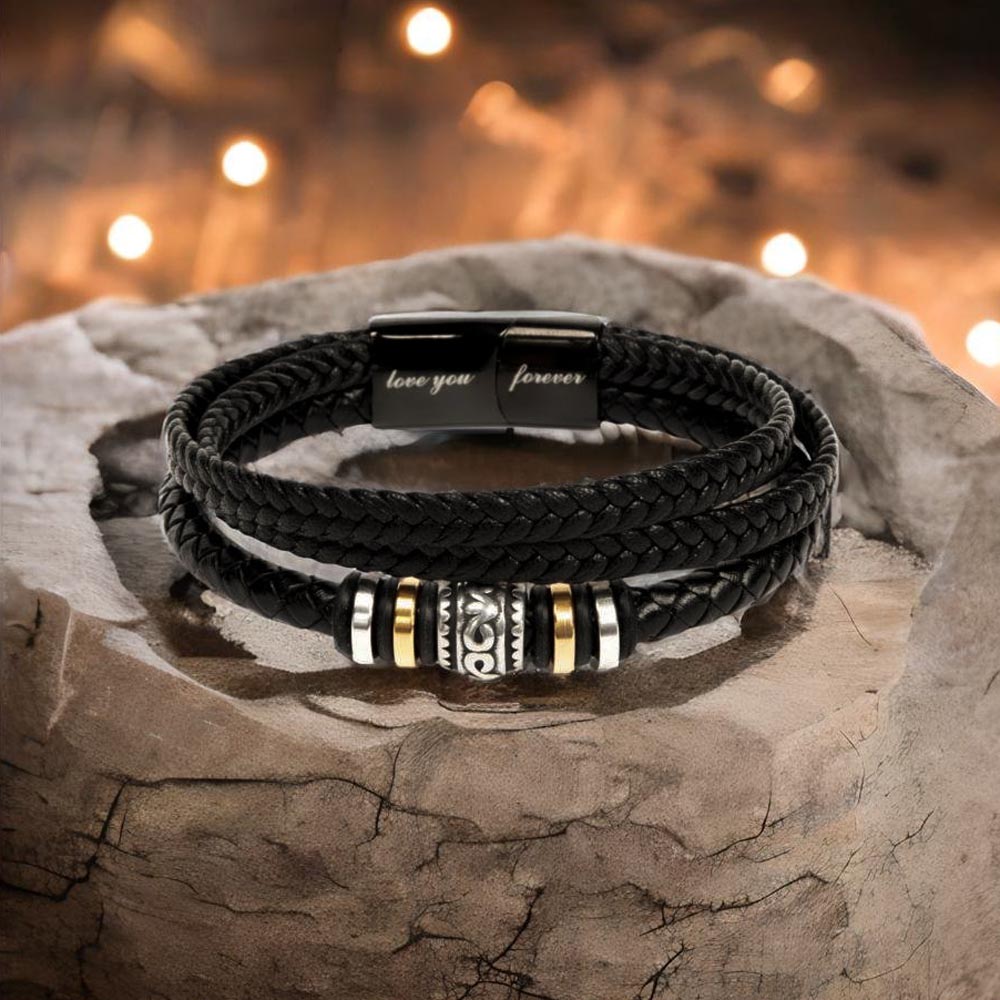 Braided Leather Bracelet Gift for Dad