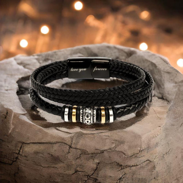 Braided Leather Bracelet Gift for Dad