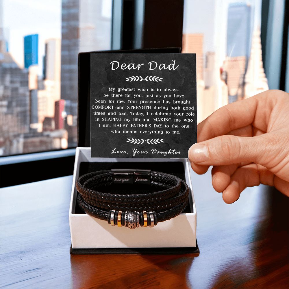 Leather Bracelet Gift with Comforting Message for Dad