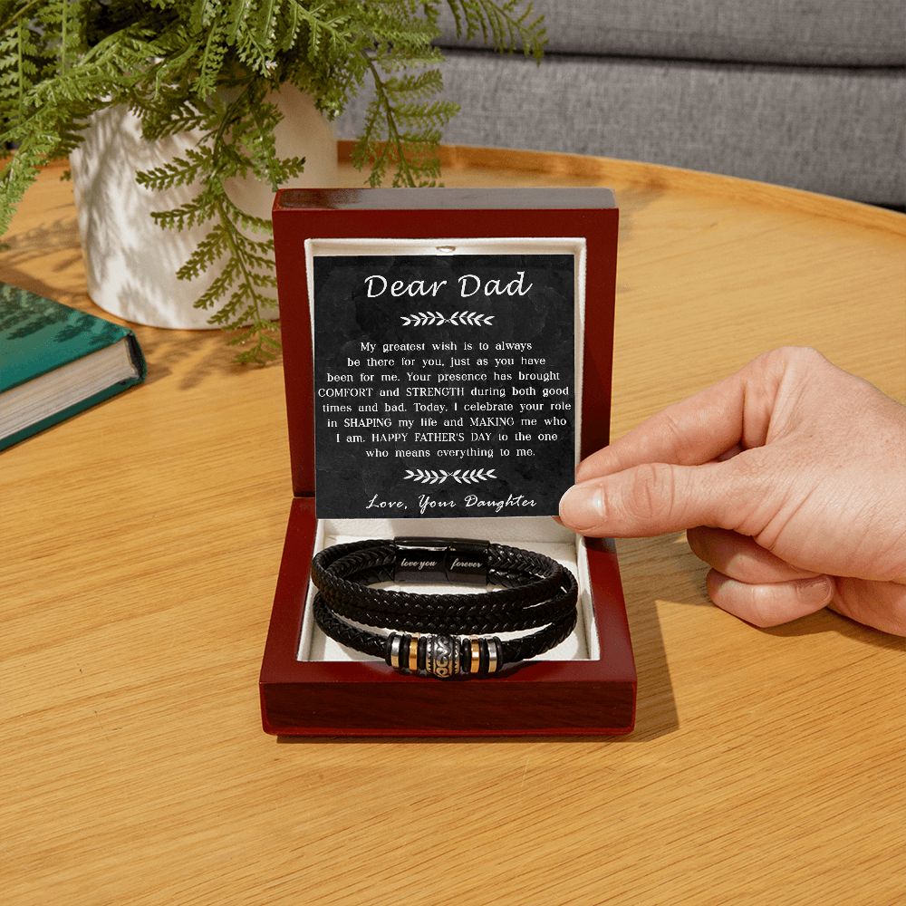 Leather Bracelet Gift with Comforting Message for Dad