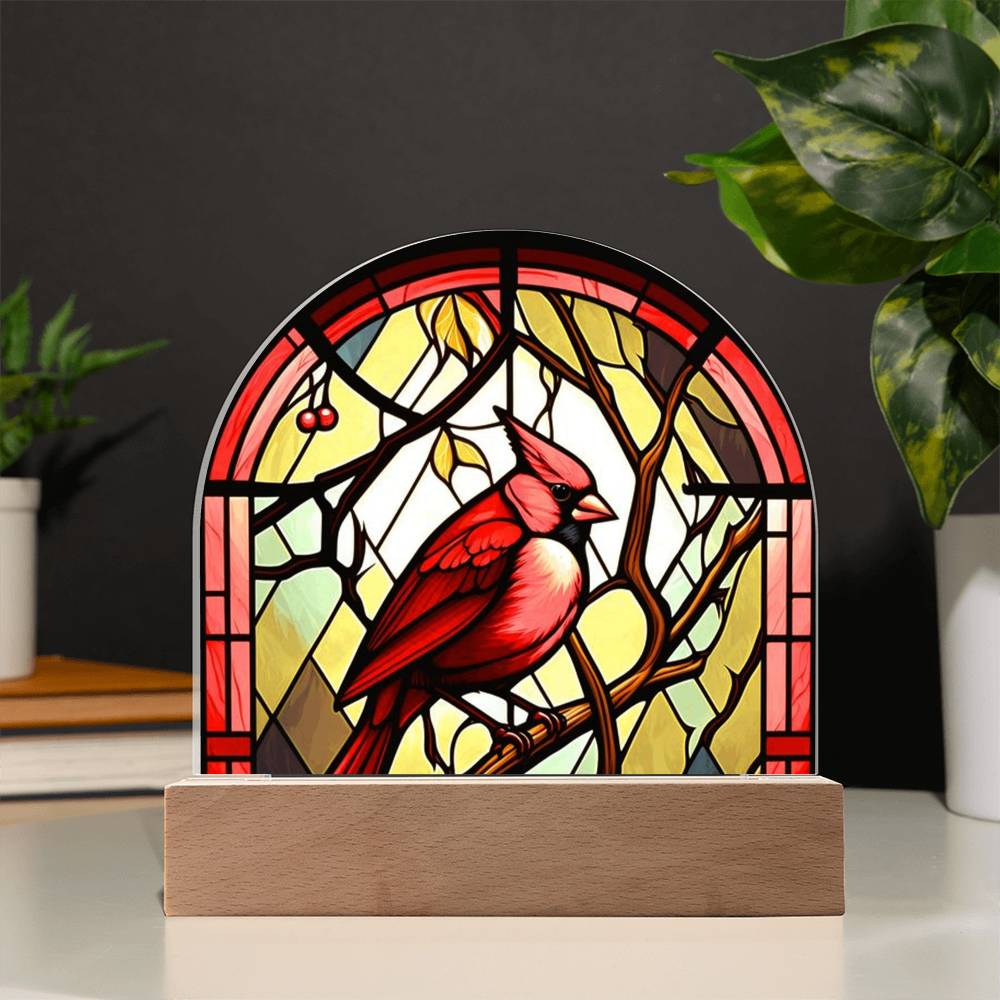 Red Cardinal stained Glass Acrylic Dome