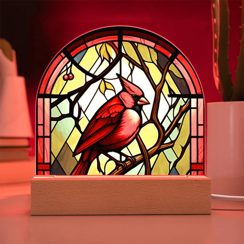 Red Cardinal stained Glass Acrylic Dome