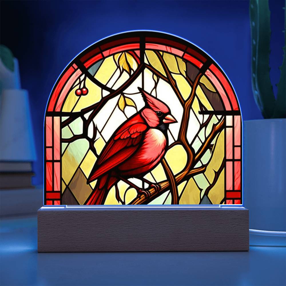 Red Cardinal stained Glass Acrylic Dome