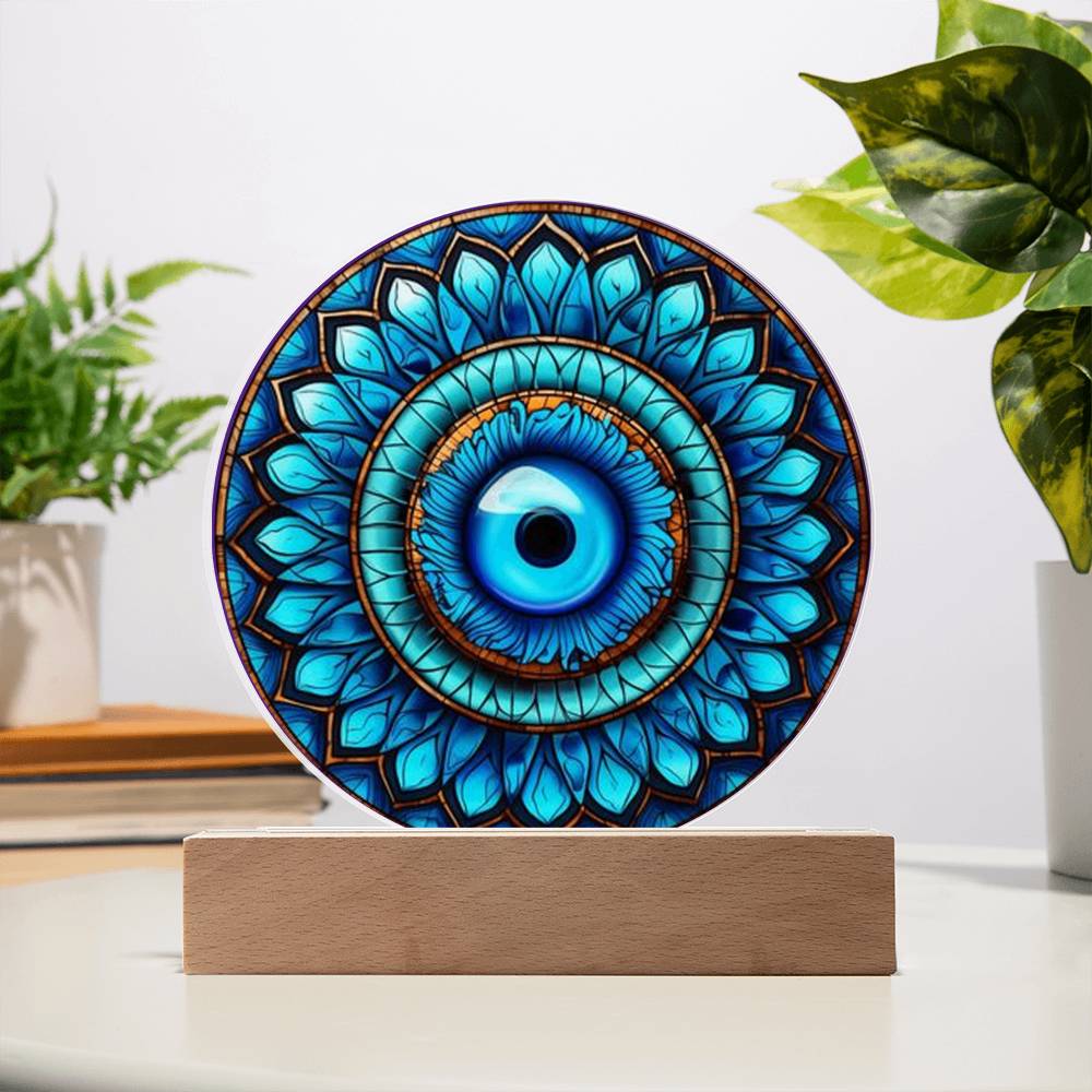 Evil Eye Stained Glass Acrylic plaque LED Night Light