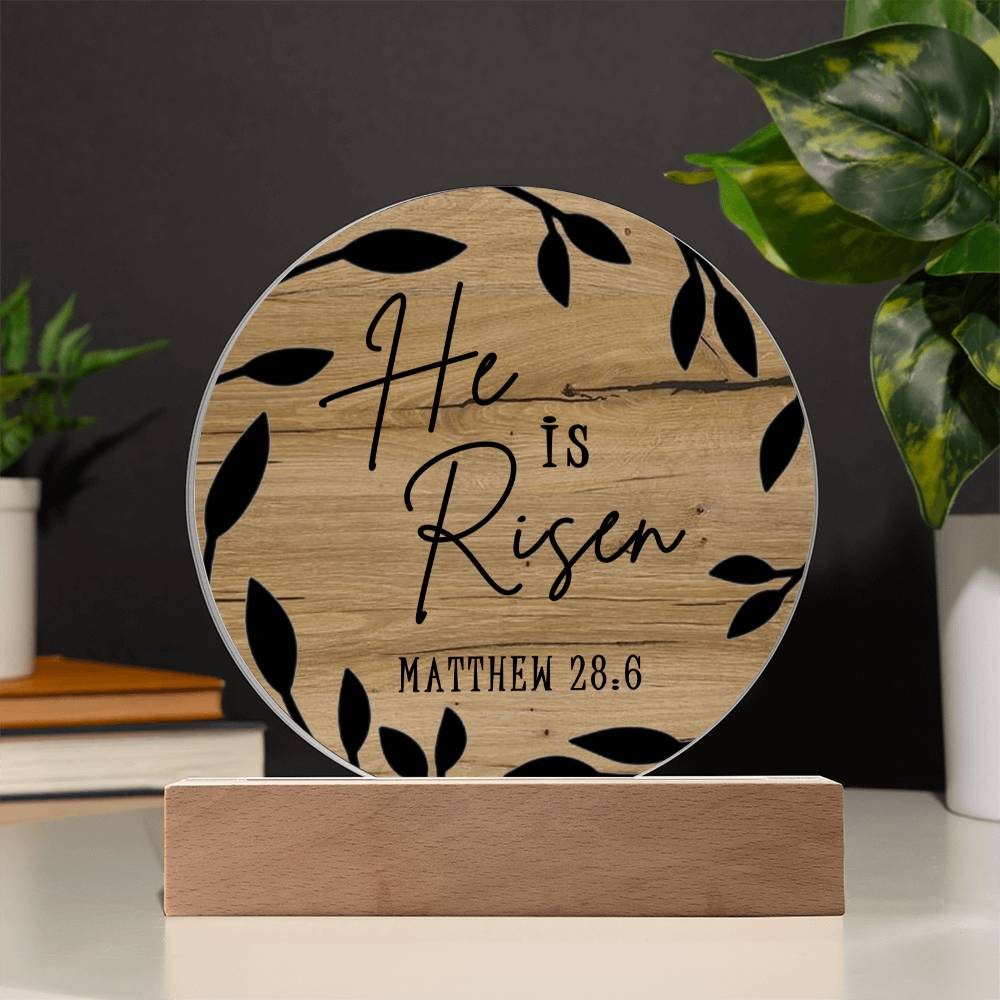 He Is Risen Wooden Scripture Table Decor