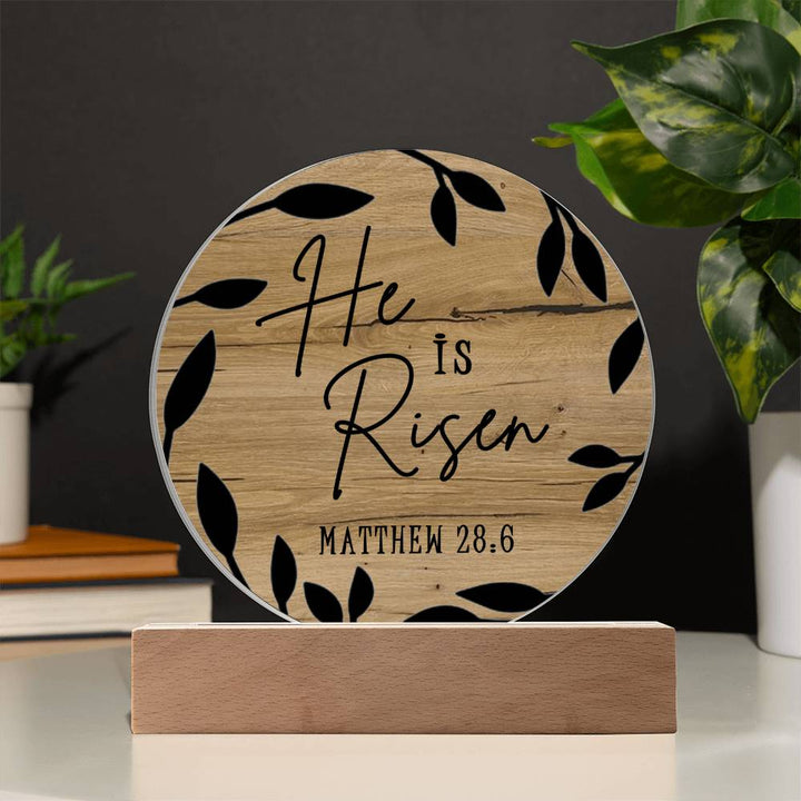 He Is Risen Wooden Scripture Table Decor